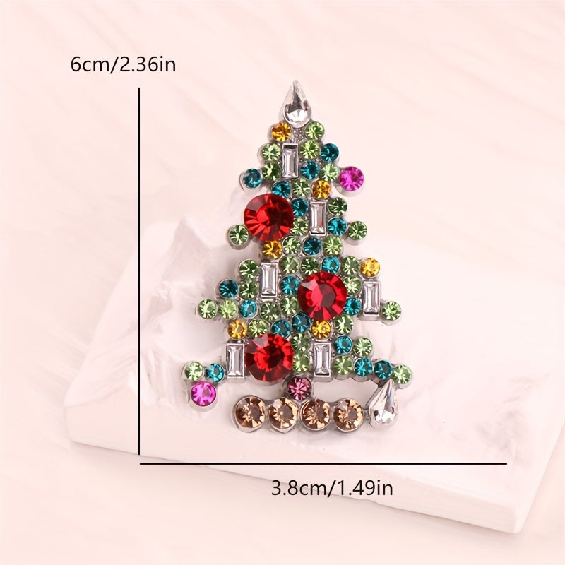 Sparkling Rhinestone Christmas Tree Brooch by ESSHPULE - Festive Corsage Pin Perfect for Holiday Outfits