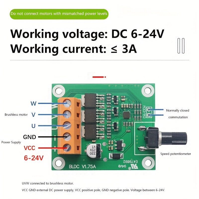 Control your 6V-12V-24V DC Brushless Motors with ease using the 1pc BLDC Motor Driver Control Board. This adjustable speed controller is perfect for fans, disc drives, and hard disk drives. Made of sturdy plastic material, it is suitable for both indoor