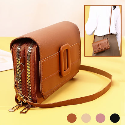 Stylish and practical solid color PU crossbody bag designed for women, ideal for work, evening events, parties, and Valentine's Day.