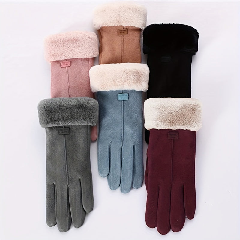 Warm your hands in style this winter with our Women's Winter Thick Plush Gloves. Made from fashion-forward suede, these outdoor guantes are perfect for keeping you cozy no matter where your day takes you. The touchscreen driving gloves offer convenience