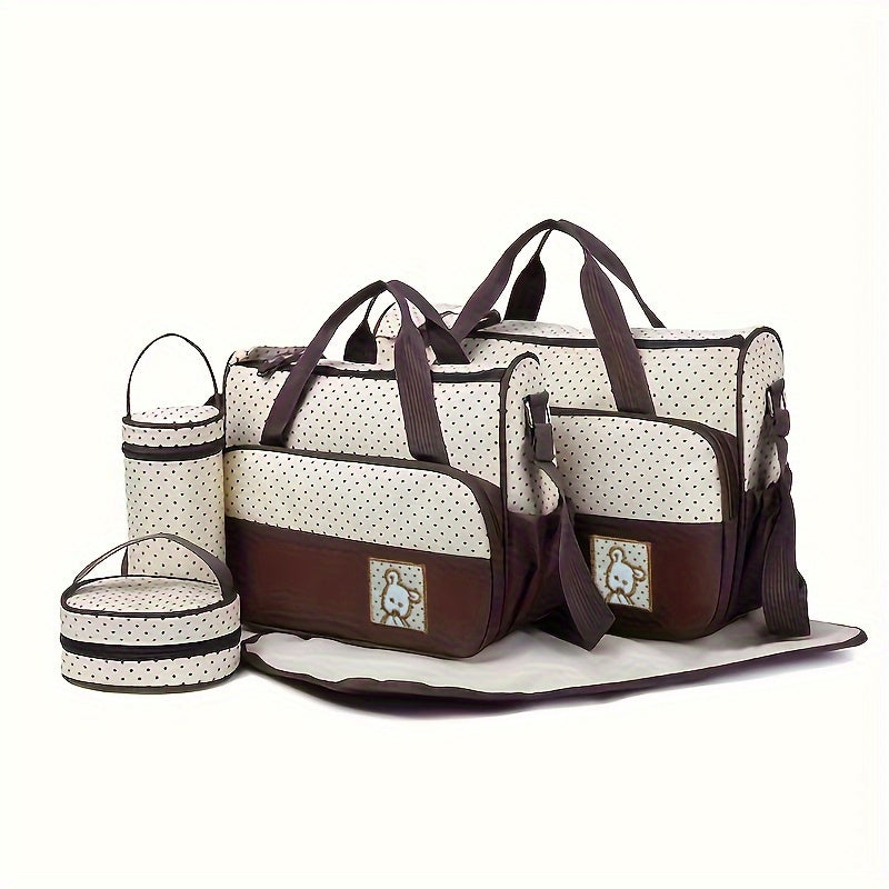 Set of 5 versatile mommy bags, including a spacious crossbody bag, shoulder bag, and portable diaper bag with large capacity.