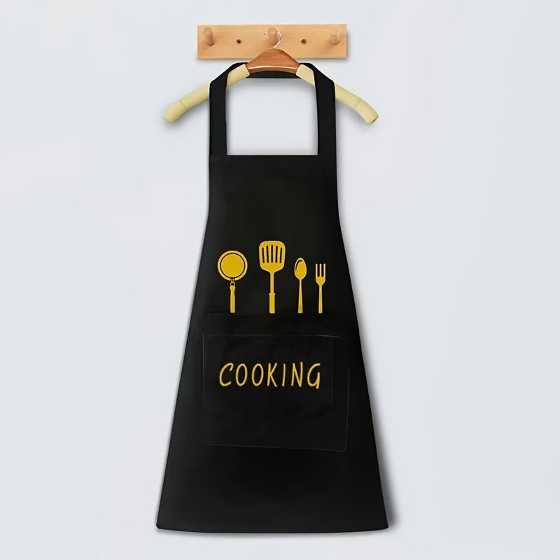 Waterproof plastic apron with convenient pockets for kitchen and restaurant use. Stain-resistant and unisex design.