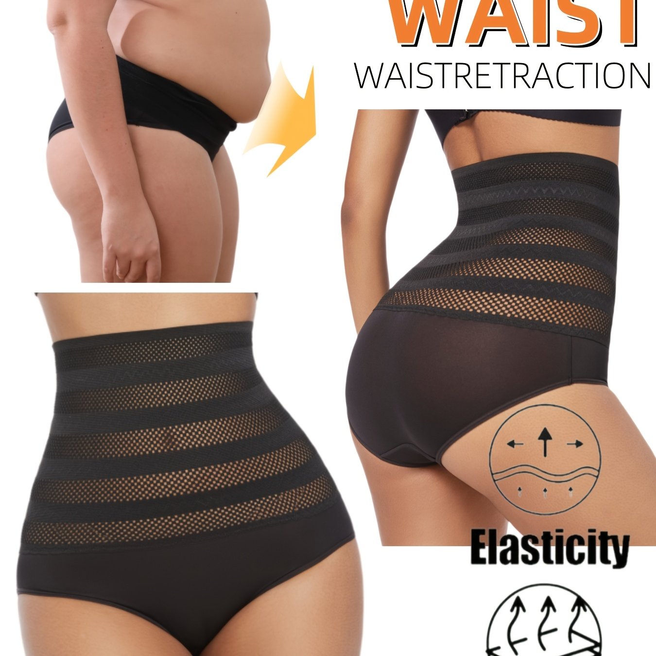 High-waist shapewear panties for plus-size women with tummy control, butt lift, and breathable mesh.