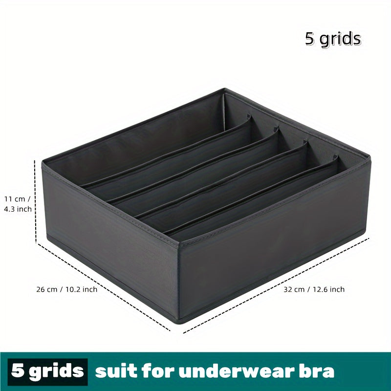 Foldable Multi-grid Underwear Drawer Organizer with Space-saving Design for Bras, Socks, and Clothes - Ideal for Wardrobe, Closet, Bedroom, Dorm or Home Storage