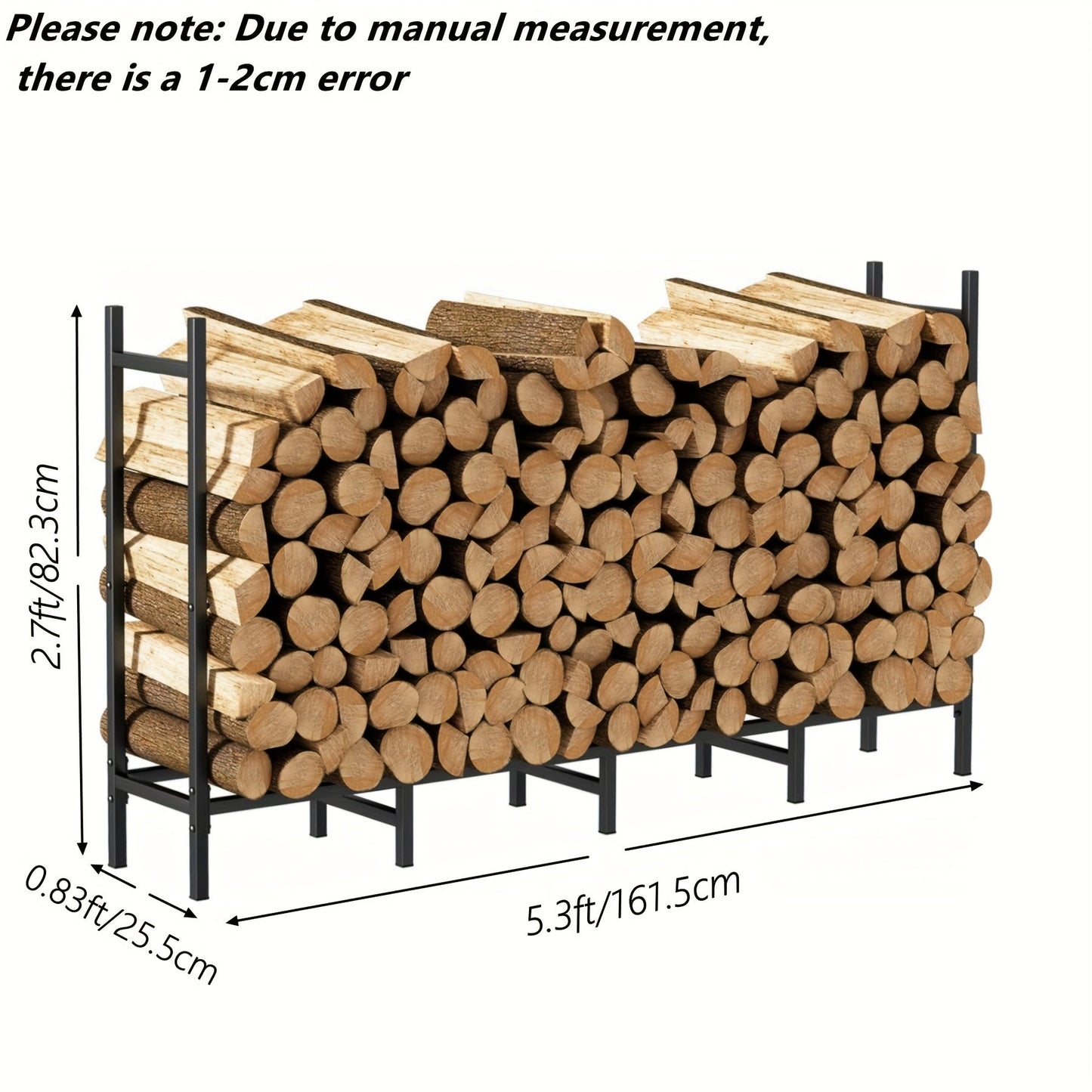 Регулируемый металлический держатель для хранения дров для использования в помещении и на открытом воздухе, прочный держатель для дров для камина, органайзер для дров, вмещает поленья длиной до 243,84 см - 1 упаковка