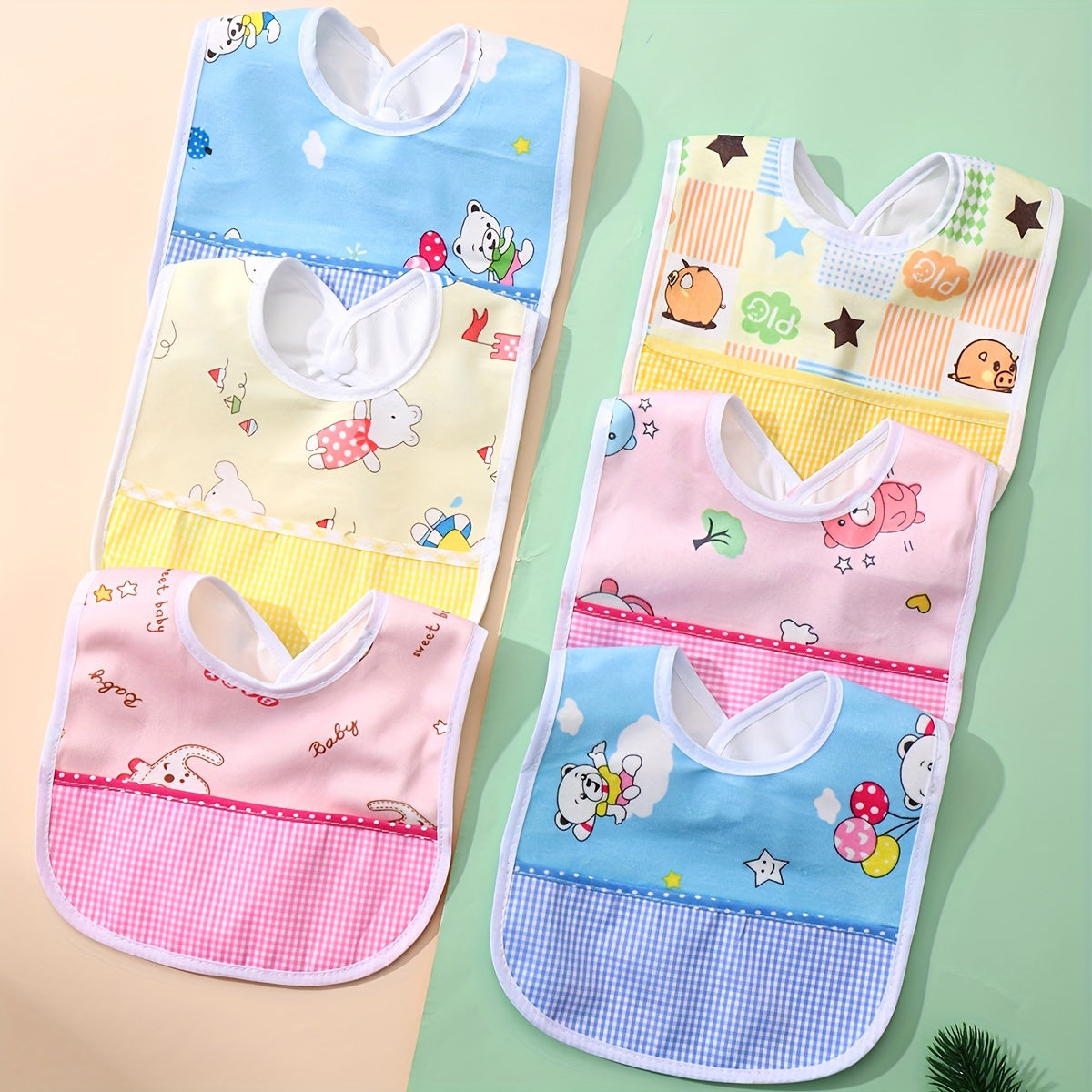 Set of 3 Velvet Waterproof Bibs, Cute Cartoon Designs for Feeding and Drooling