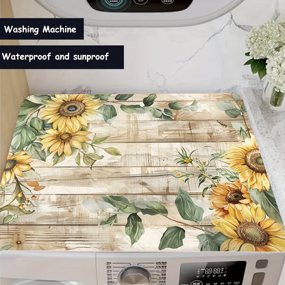 60cm x 60cm Universal Dust Cover with Sunflower Pattern - Machine Washer and Dryer Protector, Absorbent Top Cover for Washing Machines and Dryers- Perfect for Kitchen and Laundry Room Decor