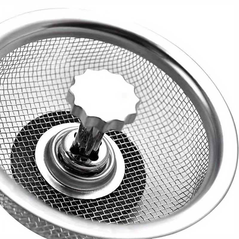 Stainless steel sink strainer with stopper, metal filter basket for food scraps, upgraded colander set, dishwasher safe.