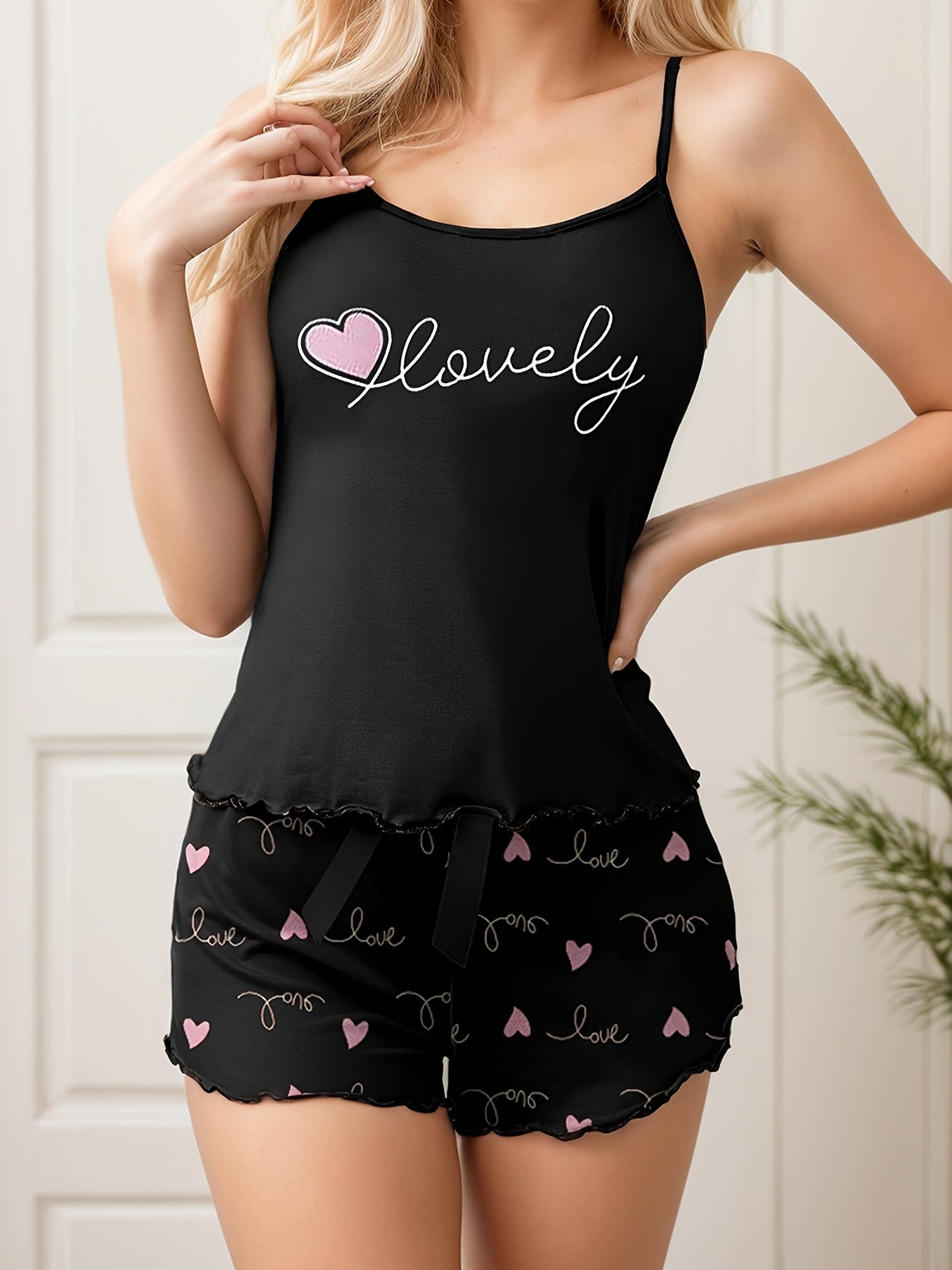 Valentine's Day matching set for couples with heart print.