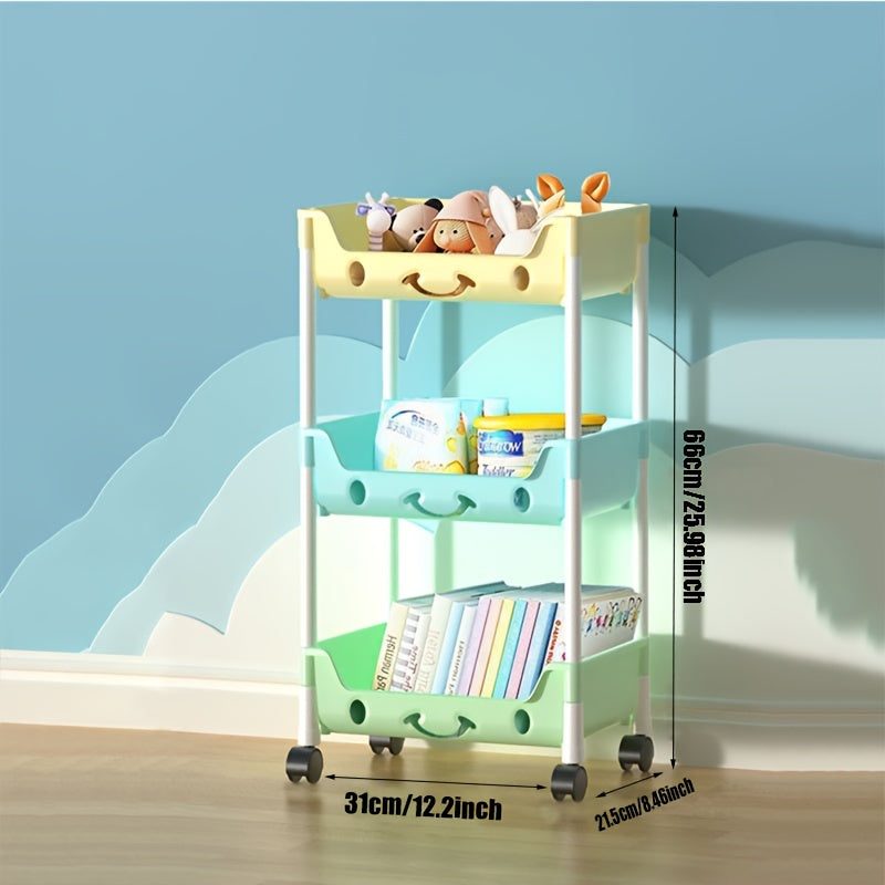 Plastic Rolling Cart Organizer with 3/4 Tiers for Kitchen, Bathroom, or Craft Storage - Lightweight and Stackable Storage Trolley