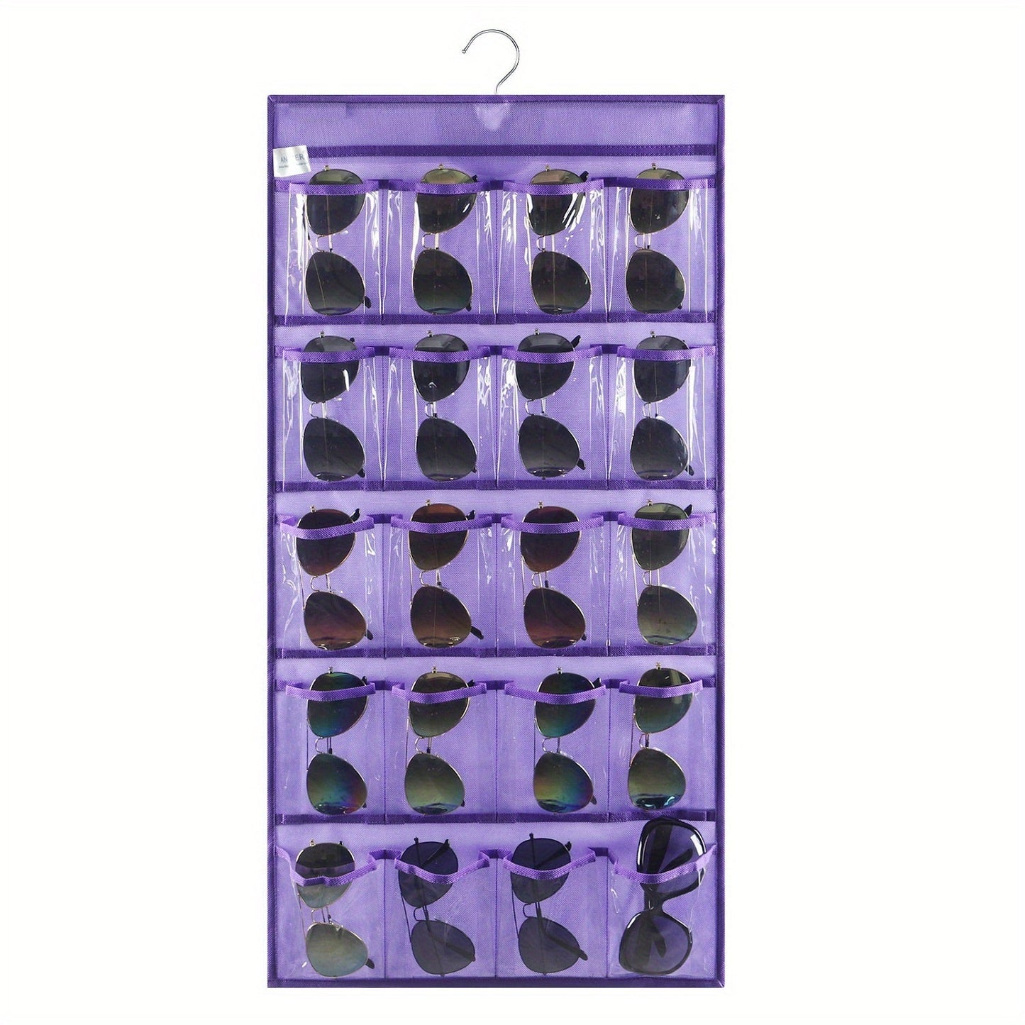 Wall Mounted Sunglasses Organizer with 20 Clear Slots for Eyeglasses