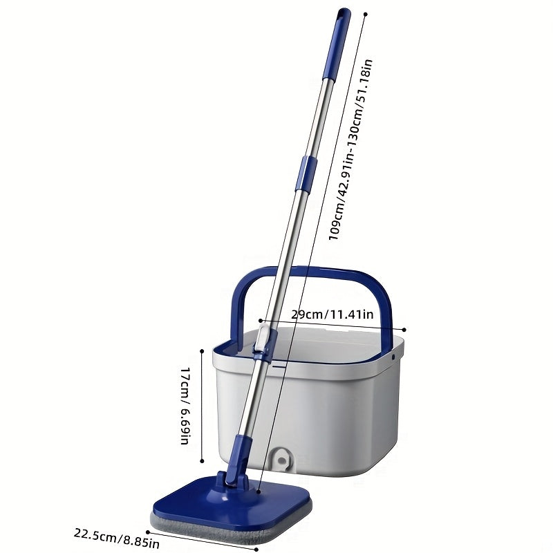 Introducing the all-new Sewage Separation Mop with Rotating Head and Bucket. This set includes three fiber cloth heads, making cleaning a breeze. Say goodbye to dust, hair, and sewage with this handy rotating mop - a must-have tool for all cleaning