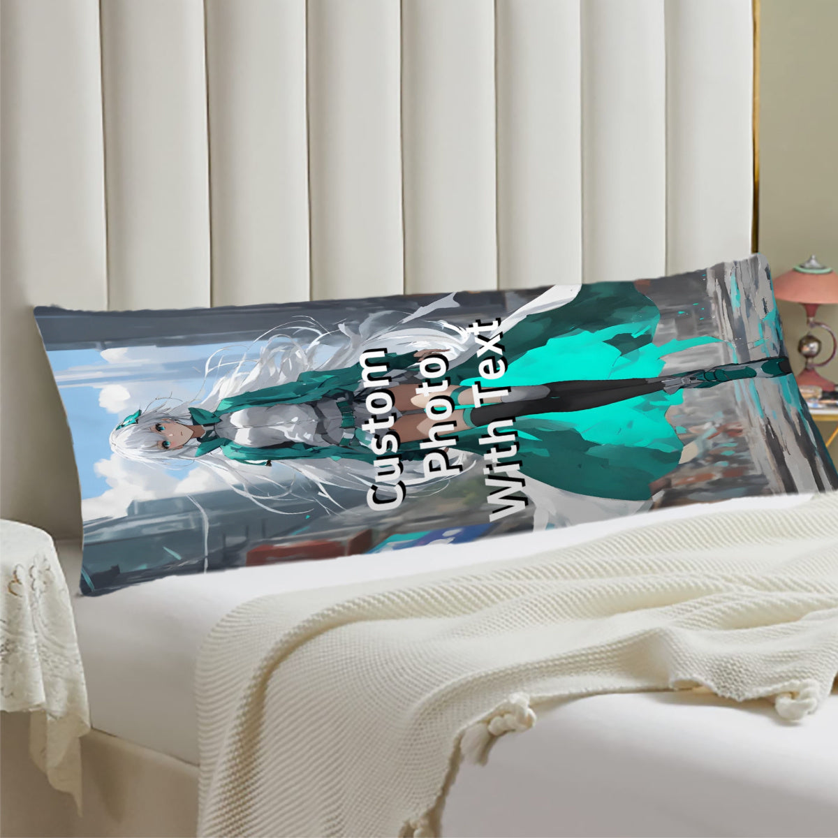 Personalized Double-Sided Short Plush Body Pillowcase featuring your Own Photo or Anime Design - Long Rectangular Pillow Cover perfect for Special Occasions - Size: 50.8x137.16 cm. An ideal Gift for Anime Enthusiasts, great for Birthdays, Halloween