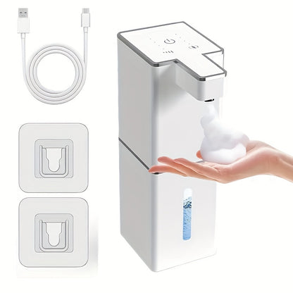 380ml USB Rechargeable Soap Dispenser with Motion Sensor - Wall-Mounted, Plastic, Automatic Hand & Dishwashing Liquid Dispenser for Bathroom and Kitchen.