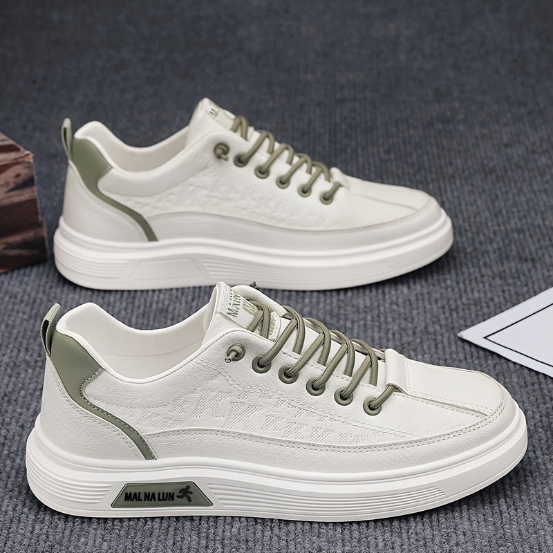 Men's white casual skateboard shoes for versatile sports and college wear.