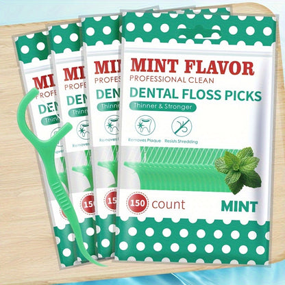 Ultra Thin Mint Disposable Dental Floss Sticks in 50, 150, 450, and 1050pcs - Portable Must-Have for Travel - Safe and Convenient.