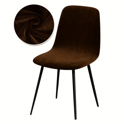 Arc-shaped short back chair slipcover made of velvet fabric, suitable for bar chairs in dining rooms and home offices.