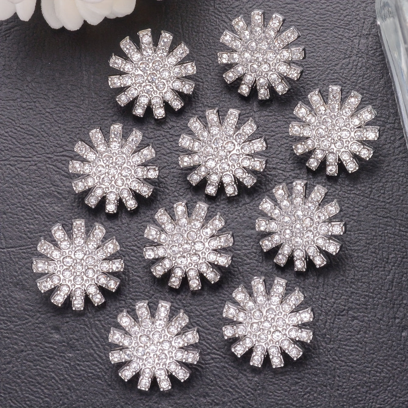 Collection of 9 Elegant Alloy Rhinestone Buttons – Minimalist yet Luxurious Sewing Accessory for Shirts, Sweaters, Blazers, Coats, and Outerwear – Creative DIY Embellishments for Crafting