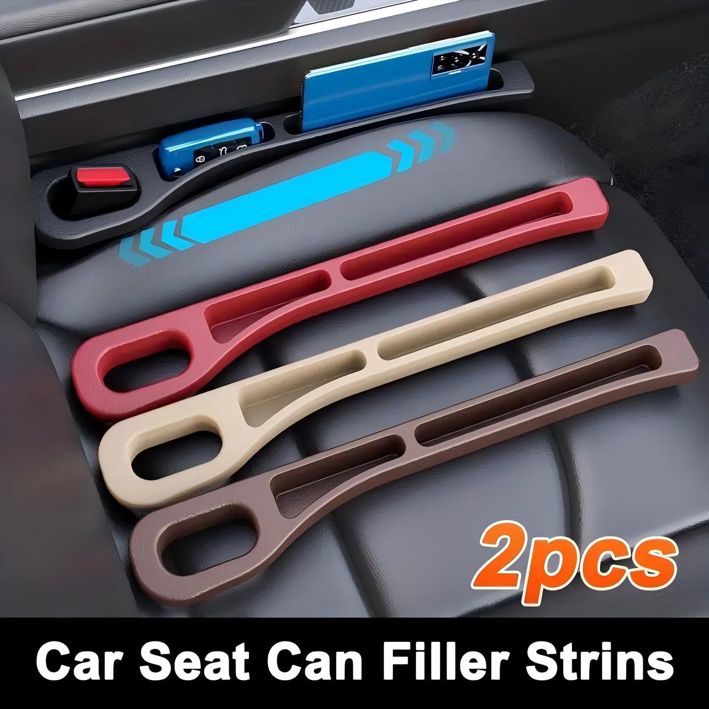 2-Pack Non-Slip Plastic Car Seat Gap Organizers for Keys, Phones, Cards, Coins - Durable, No Electricity Required