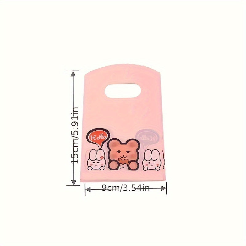 50pcs Cute Cartoon Jewelry Gift Bags - Strong Plastic, Perfect for Rings & Earrings