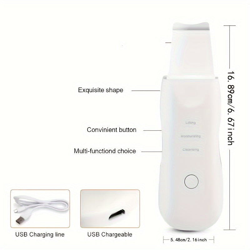 Rechargeable USB-powered face cleansing tool with vibrating scraping feature. Ideal for women, includes 150mAh lithium battery. Health and home essential.