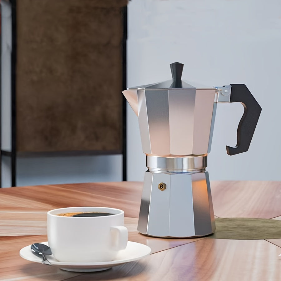 The Traditional Italian Espresso Maker - Stylish Aluminum Coffee Pot for Manual Brewing, No Electricity Required - Ideal for Making Mochas & Teas at Home, Elegant Design for Coffee Lovers, Handcrafted Espresso Machine|Classic Coffee Maker|Designed with a