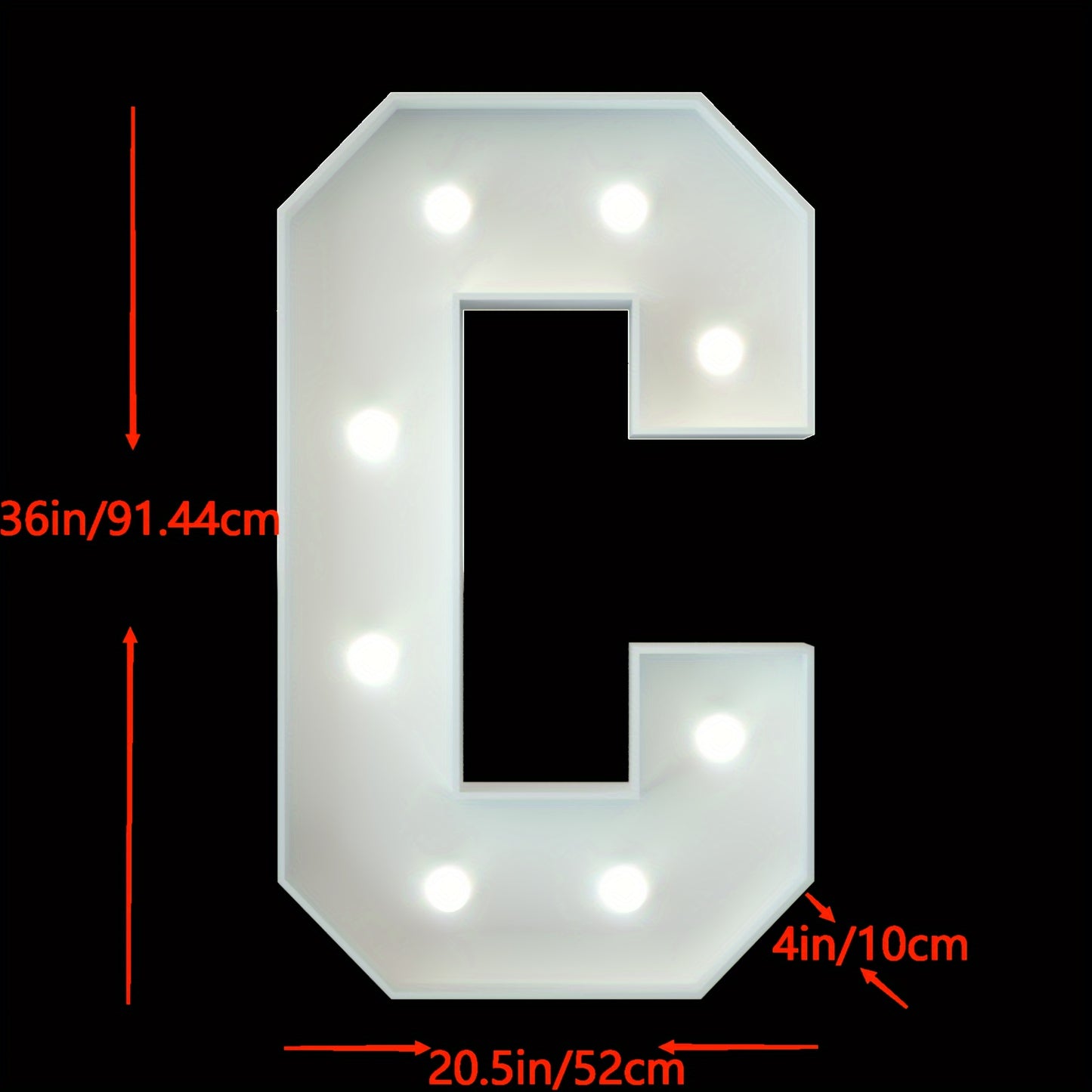 91.44cm Marquee Light Up Letters A-Z for Party, Wedding, and Birthday Decor