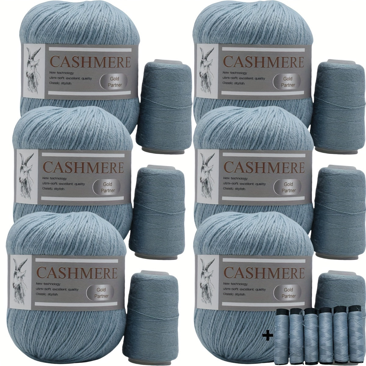 6 luxurious cashmere yarns for hand knitting and crocheting. Ideal for making sweaters, scarves, hats, shawls, cardigans, and gloves. High-quality, soft, warm, multicolored bundle in 10.58