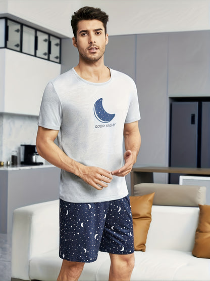 Men's Casual Set with Double Short Starry Sky Pajama