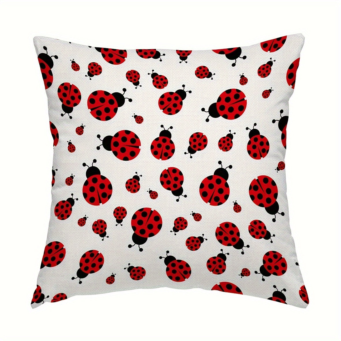 Ladybug Throw Pillow Cover - This decorative pillow case is perfect for adding a touch of charm to your home decor. Measuring 45.72 by 45.72 cm, it is suitable for use in the living room, bedroom, or on a sofa or chair. Made from soft plush material