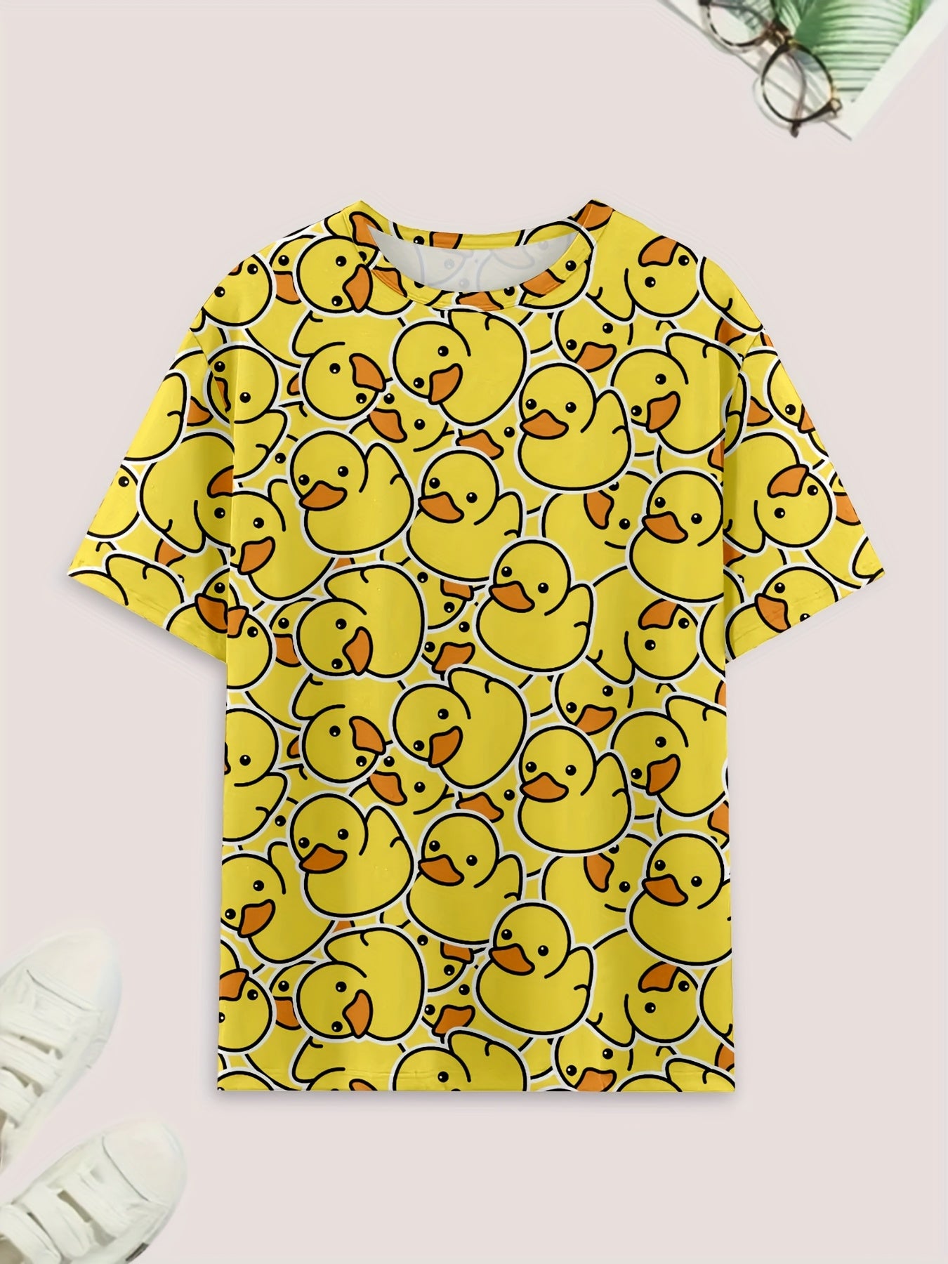 Short sleeve pajamas with duck print