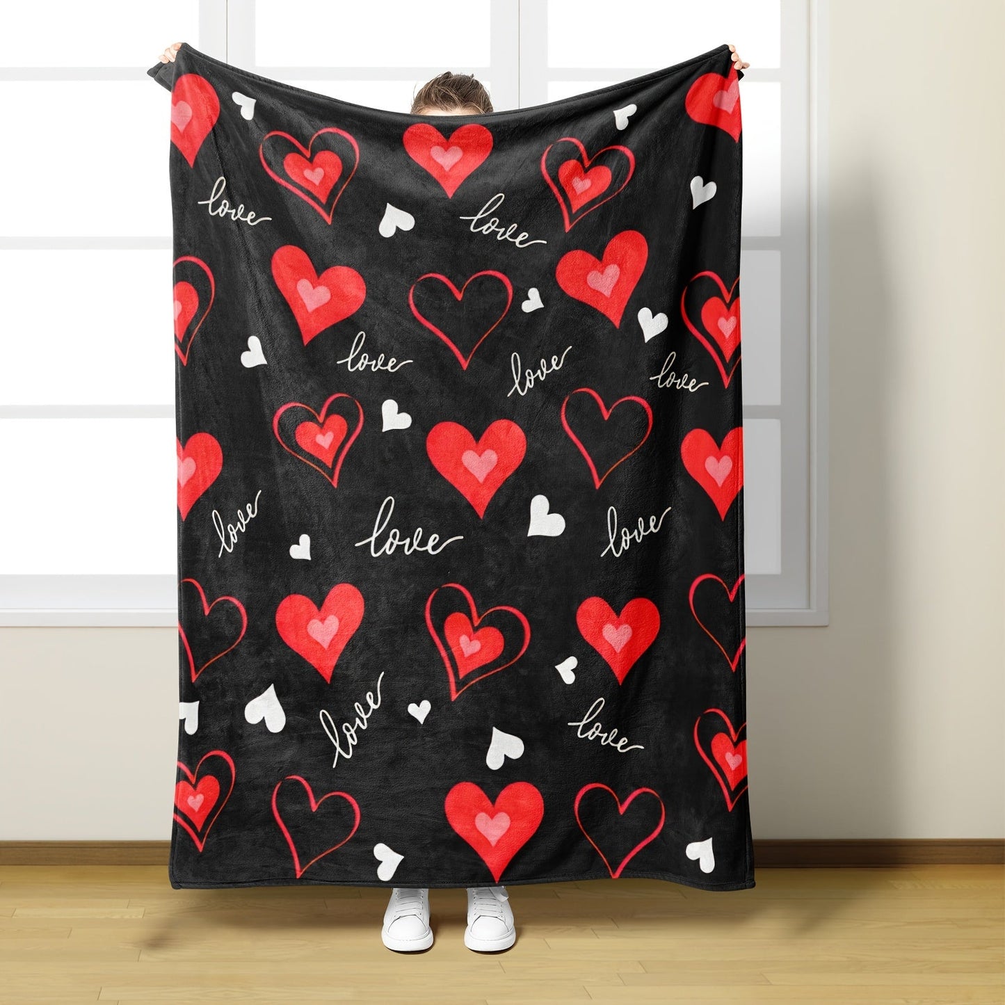 Get cozy with this 1 piece Red Love printed blanket, perfect for Valentine's Day or Mother's Day gifting. Made from flannel material, this soft and warm throw blanket is ideal for snuggling up on the couch, sofa, or even while camping or traveling. A