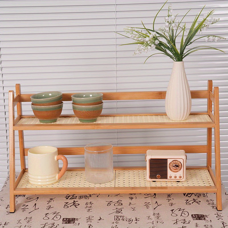 Multi-functional Bamboo Bookshelf and Desk Organizer with Flower Stand and Cup Holder - Perfect for Home and Office Use, Comes in 2 Sizes for Versatile Storage Options