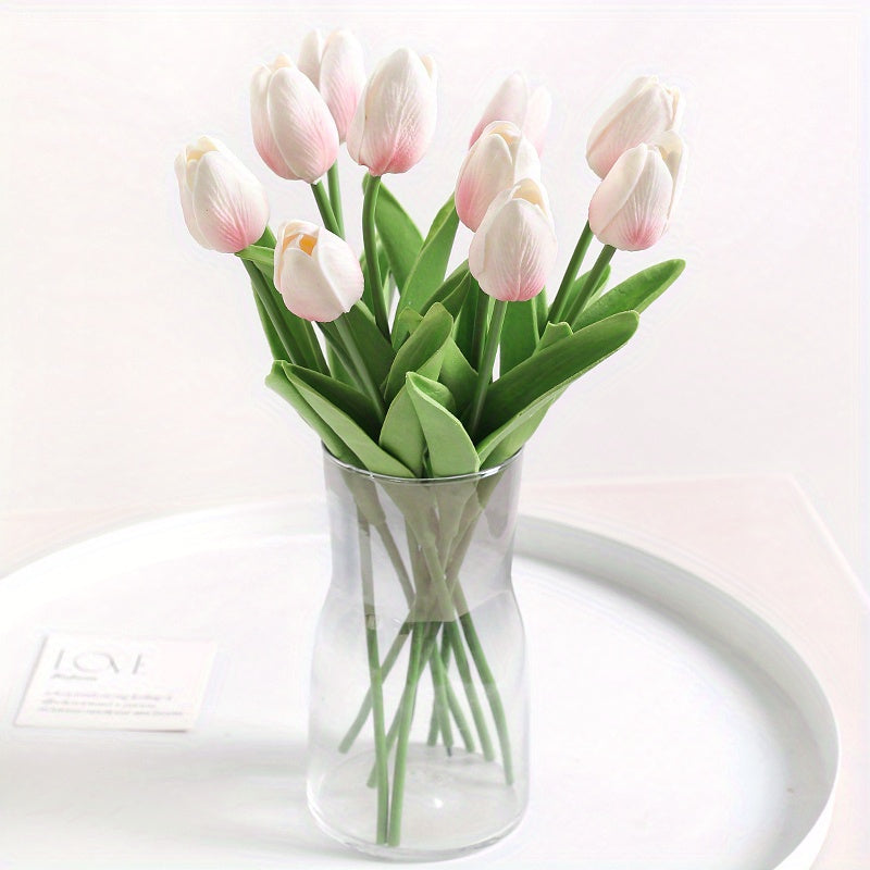 10 Artificial tulip flowers for DIY bridal bouquets, home decoration, and indoor/outdoor display.