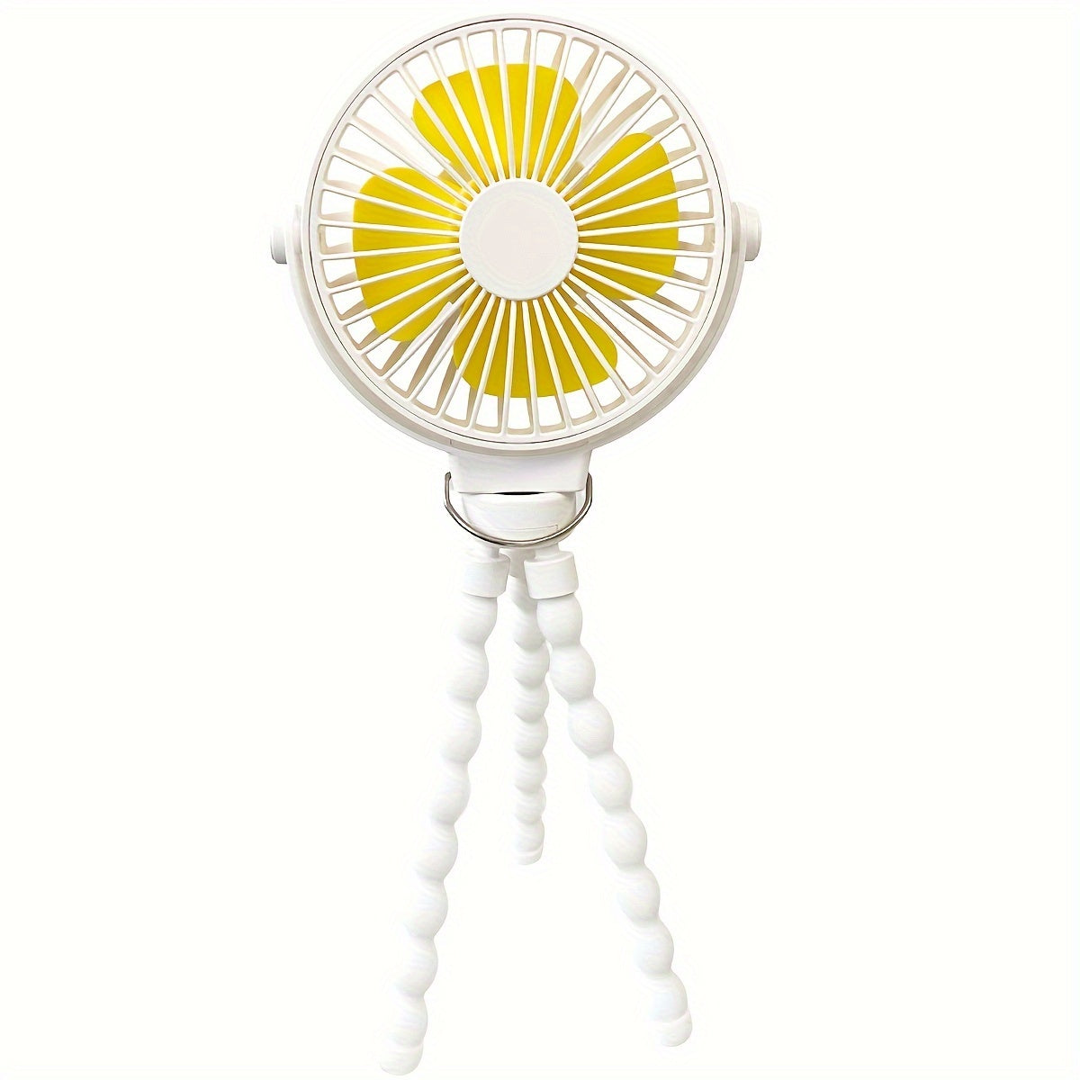 Mini Clip-on USB Fan with Flexible Legs, Rechargeable Portable Octopus Tripod Baby Stroller Fan with Button Control, Painted Plastic Wearable Personal Fan for Indoor and Outdoor Air Circulation