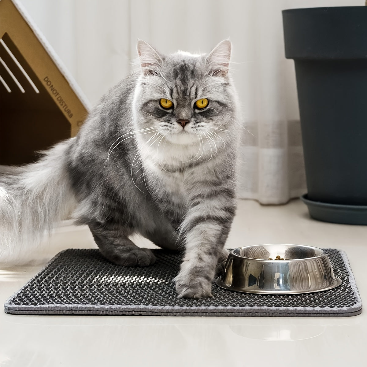 Large EVA Cat Litter Mat with Double Layer Honeycomb Design for easy cleaning and scatter control, waterproof and phthalate-free, ideal for catching animal waste.