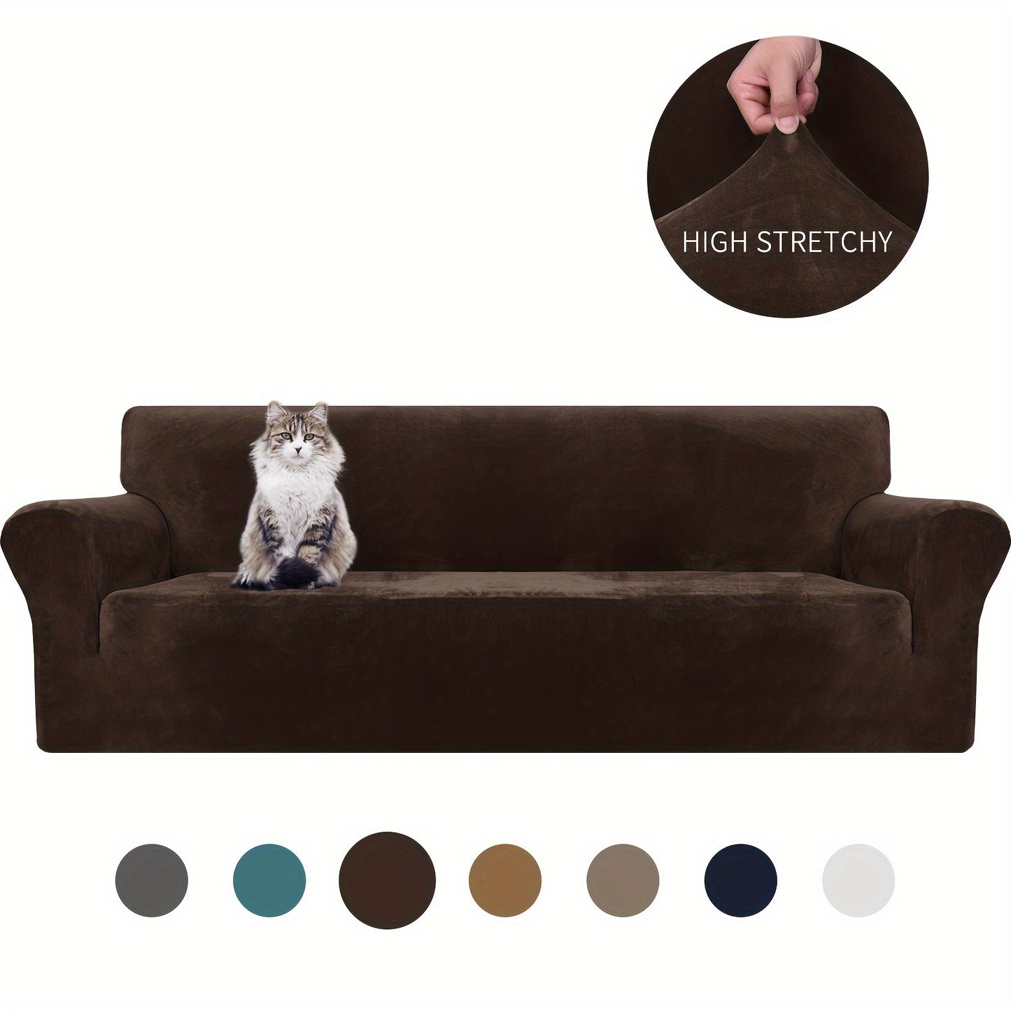 Thickened velvet sofa cover with elastic bottom for all seasons, suitable for pets and provides universal anti-scratch protection for living room home decor.