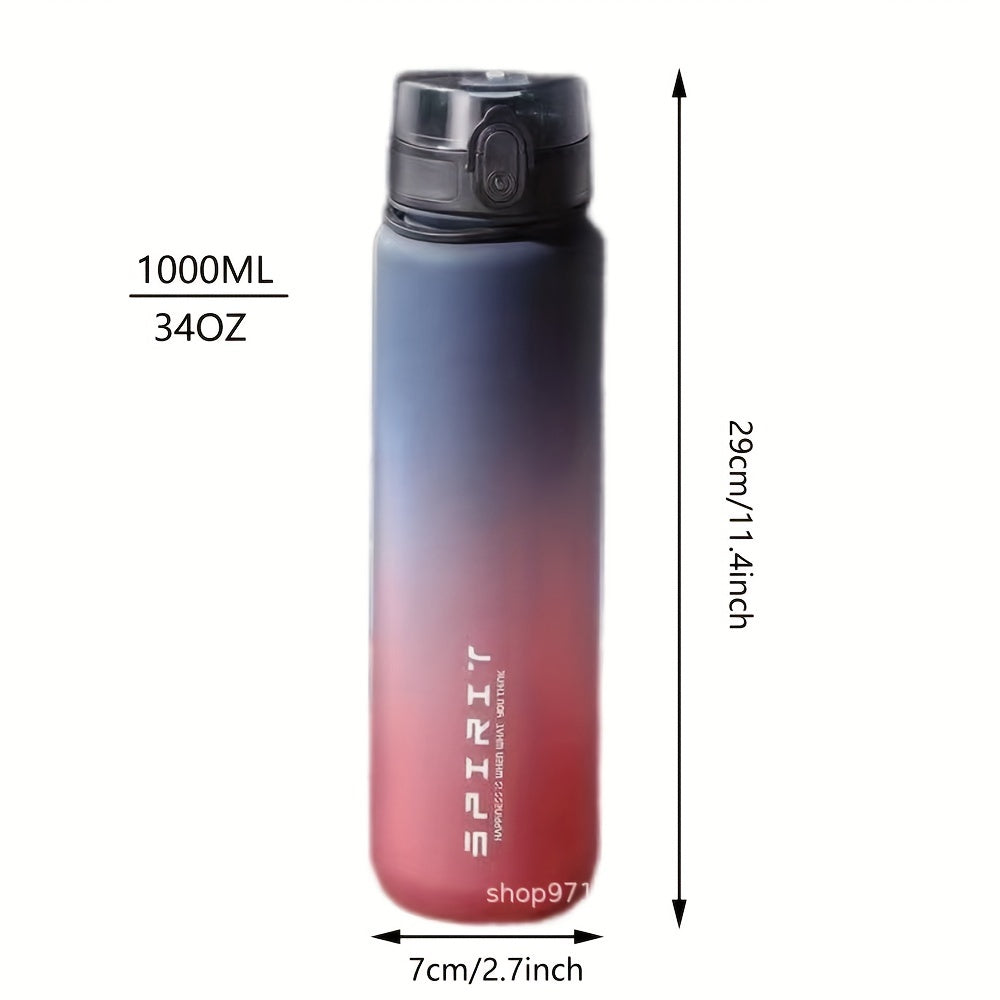 Large capacity water bottle with time scale, ideal for home and outdoor sports - BPA-free, portable and easy to drink from.