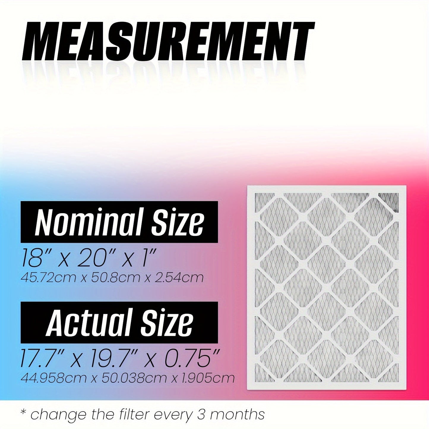 Two Merv8 Electrostatic Pleated Air Filters for AC & Furnace - 45.72x50.8x2.54 cm, Designed to Work with HVAC Systems