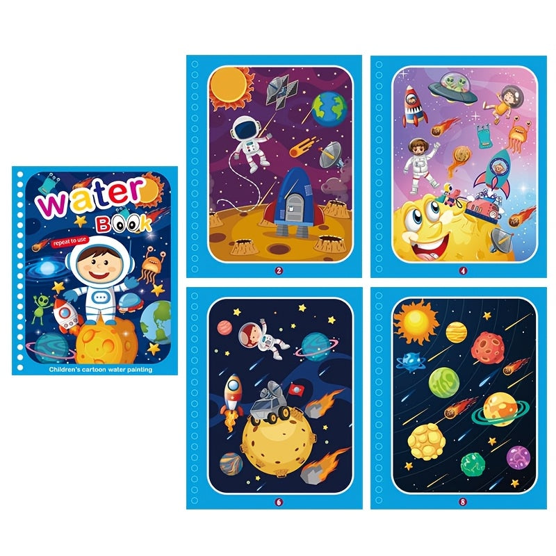 Reusable water drawing books for children with water pen, promoting imaginative play and enhancing drawing skills using paper material in mixed colors.