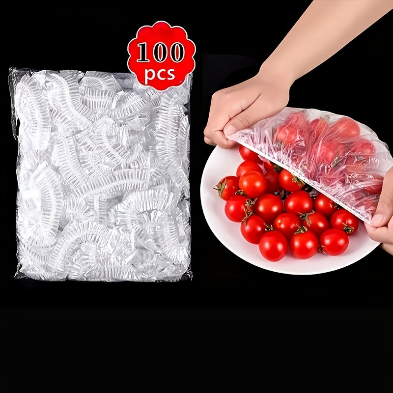 Set of 100 Elastic Disposable Food Covers - Seals in Freshness, Keeps Out Dust and Odors - Ideal for Leftovers, Fruits, and More - Must-Have Kitchen Storage Solution