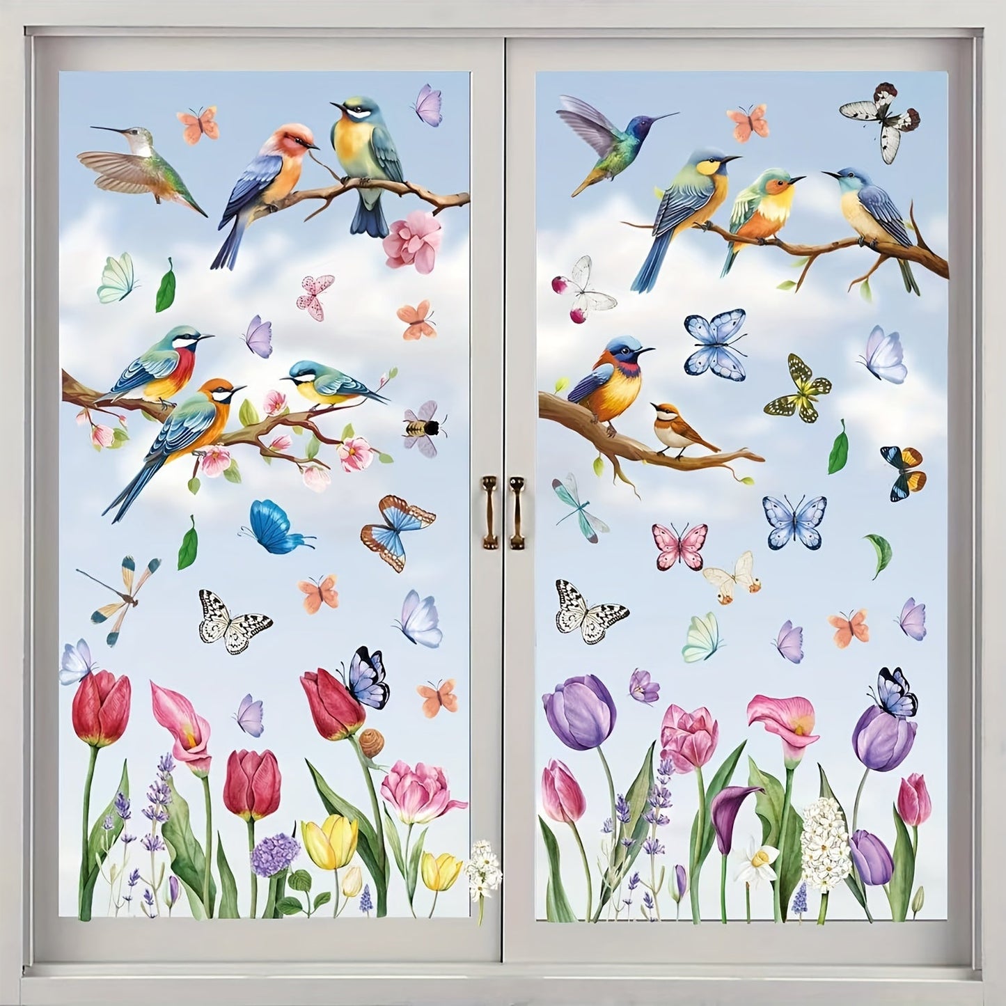 Spring Window Clings Decorations - Double-Sided Bird Gel Stickers - 9 Sheets - Ideal for Glass Windows in Home, Office, School, Shop, or Party - Perfect Spring and Summer Decor Supplies