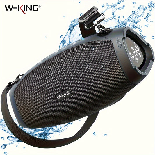 W-KING portativ simsiz dinamik, 90W cho'qqi quvvat, stereo ovoz, ikki tomonlama EQ, bass kuchaytirish, USB zaryadlash, 4-dinamik tizim, tugma boshqaruvi, TF karta sloti, AUX-IN, tashqi foydalanish uchun olib tashlanadigan tasma.