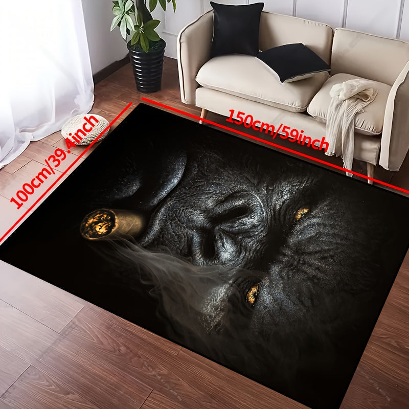 Add a touch of nature to your home with this Chimpanzee-themed non-slip rug. Easy to care for, it is machine washable and waterproof, making it ideal for any room including living rooms, bedrooms, nurseries, outdoor patios, and garden areas. Enhance your