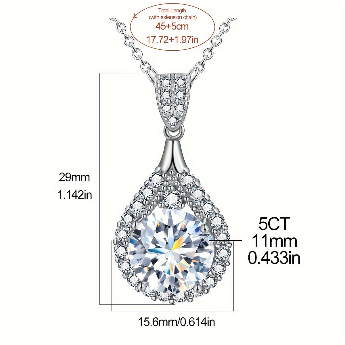 This luxurious 5CT Moissanite Necklace is set in 925 Sterling Silver and is perfect as a Promise Necklace, Wedding Necklace, or Valentine's Day gift. This Noble Luxury Lady Bridal Jewelry is the best gift for your loved one. Featuring a stunning 5 Carat