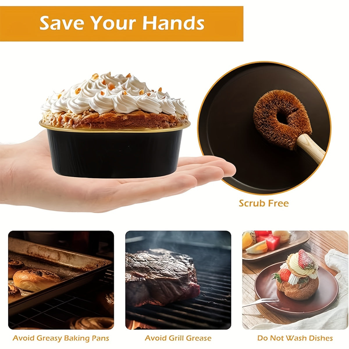 Durable Gold and Black Aluminum Foil Cake Pans with Transparent Covers - Ideal for Mini Cheesecakes, Cupcakes, and Sweets - Great for Holiday Celebrations - Lead-Free and Reusable