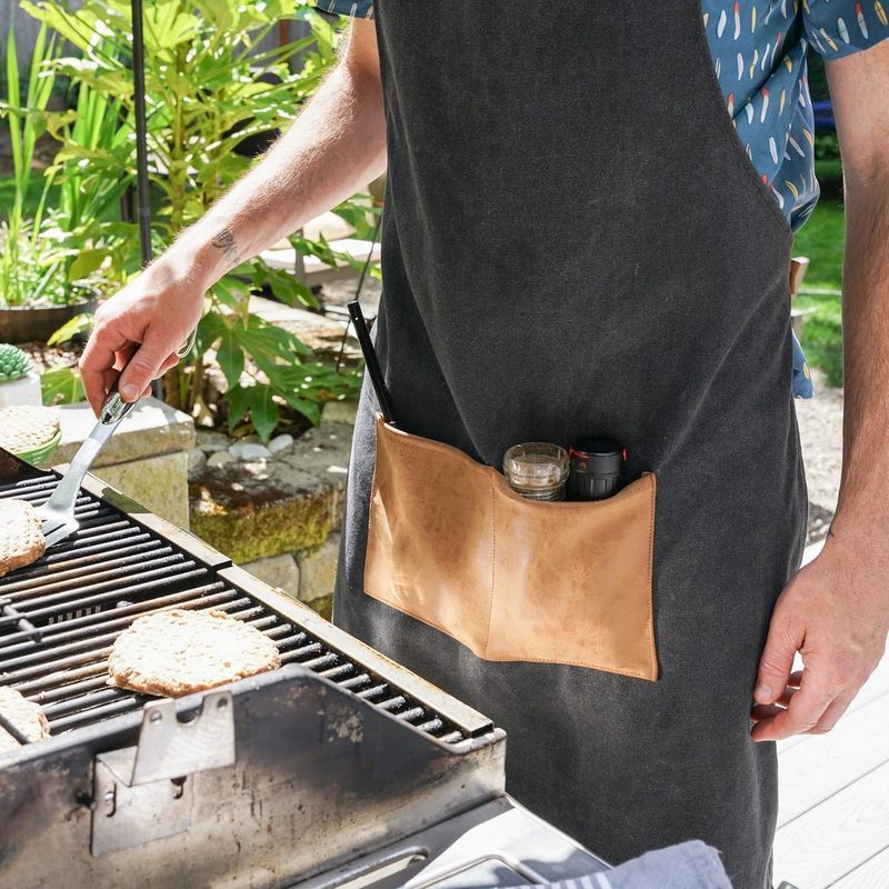 Canvas Grilling Apron for Men, Adjustable Strap and Pocket, Perfect BBQ and Grill Accessory