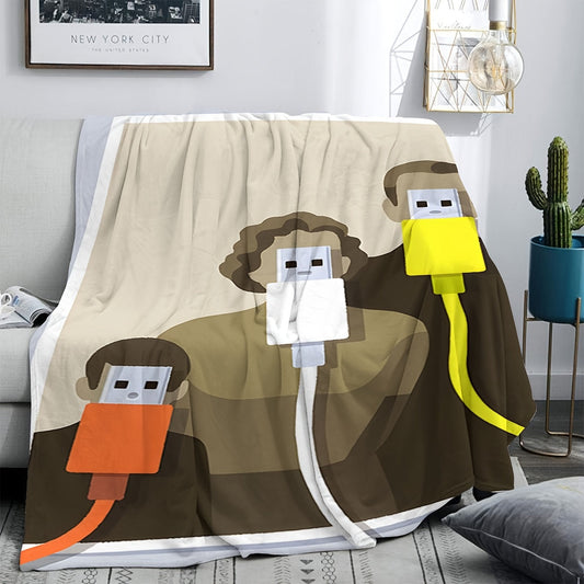 Ultra-Soft Plush Throw Blanket featuring USB Design - Perfect for Office, Living Room, Bedroom | Cozy & Warm All-Season Nap Blanket for Ultimate Comfort