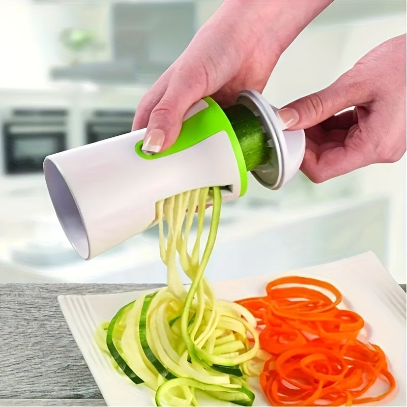 Manual Spiralizer Vegetable Slicer with Handheld Operation - Heavy-Duty Veggie Pasta & Noodle Maker, Kitchen Shredder Tool for Zucchini, Carrots, Cucumbers - Food-Grade Cutter, Multi-Function 1pc