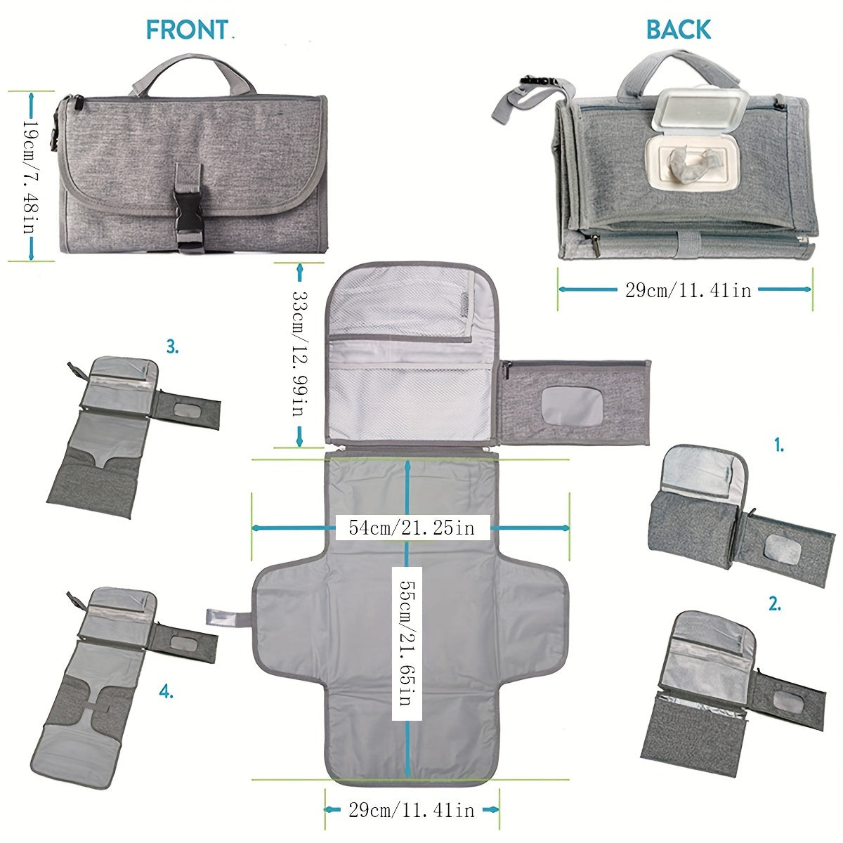 Waterproof baby diaper changing pad for convenient outings with mother and baby, offering multifunctional use.